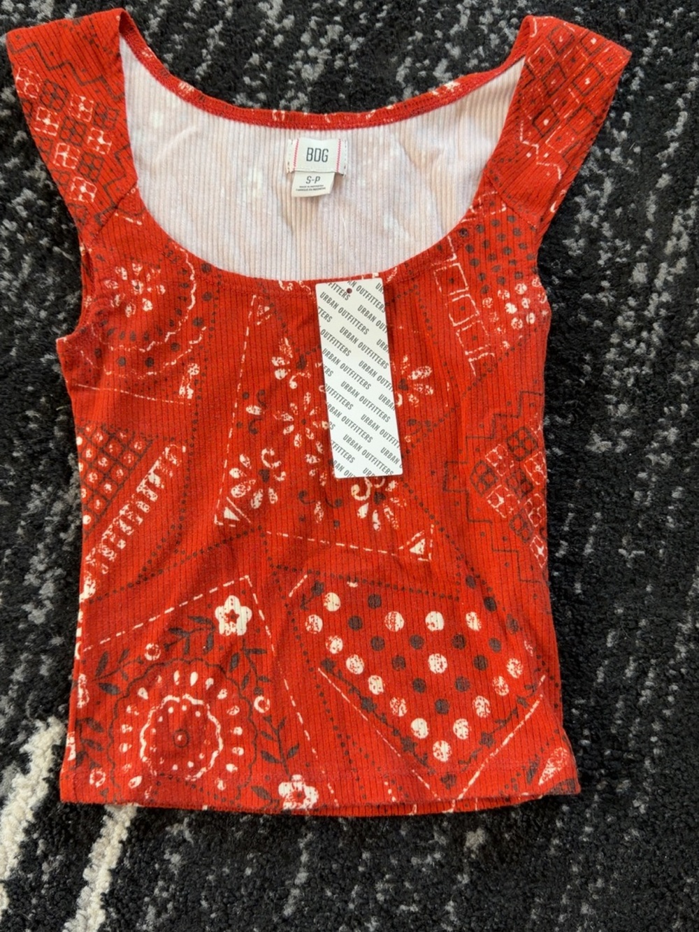 BDG Red Bandana Print Scoop Neck Tank